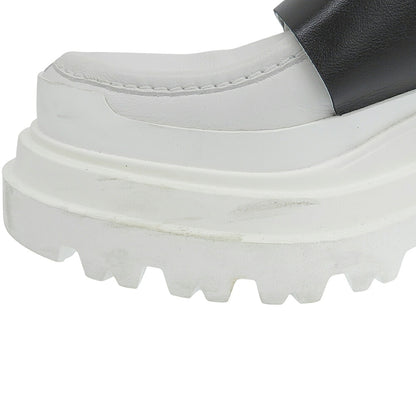 Plan C White Leather Velcro Platform Loafers Size EU 38