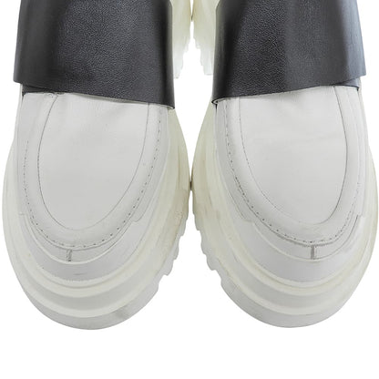 Plan C White Leather Velcro Platform Loafers Size EU 38