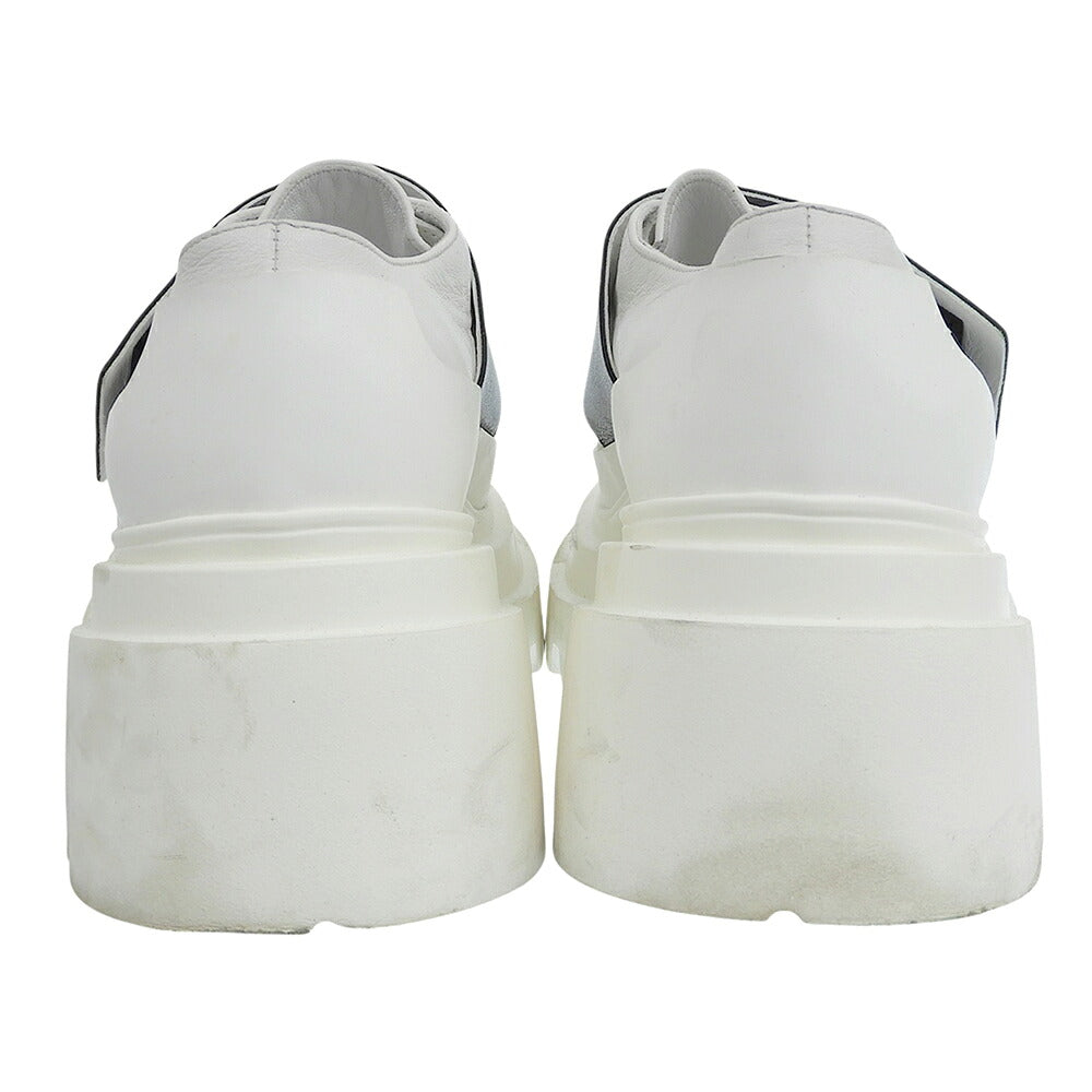 Plan C White Leather Velcro Platform Loafers Size EU 38