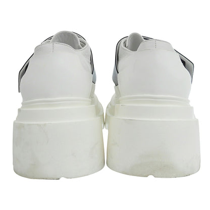 Plan C White Leather Velcro Platform Loafers Size EU 38