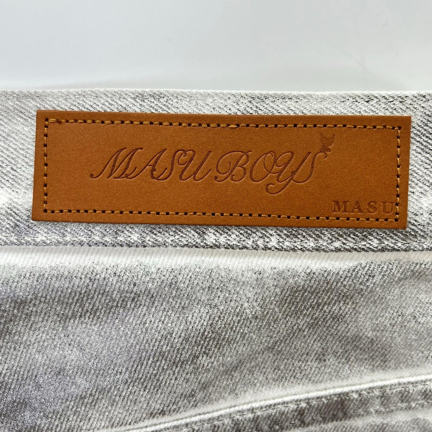 MASU Silver EMBLEM Bell-Bottom Denim Jeans Size 48