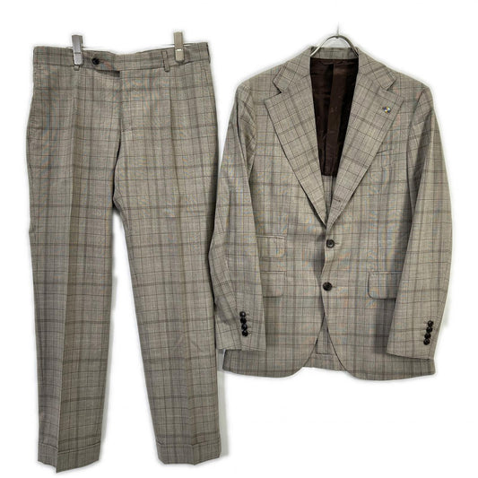 Belvest A71100 Super 130's Wool Check Vest Brown Size 48/48