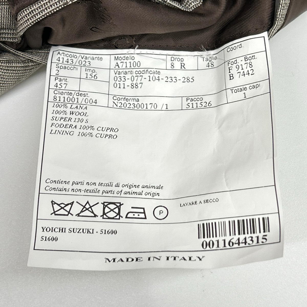 Belvest A71100 Super 130's Wool Check Vest Brown Size 48/48