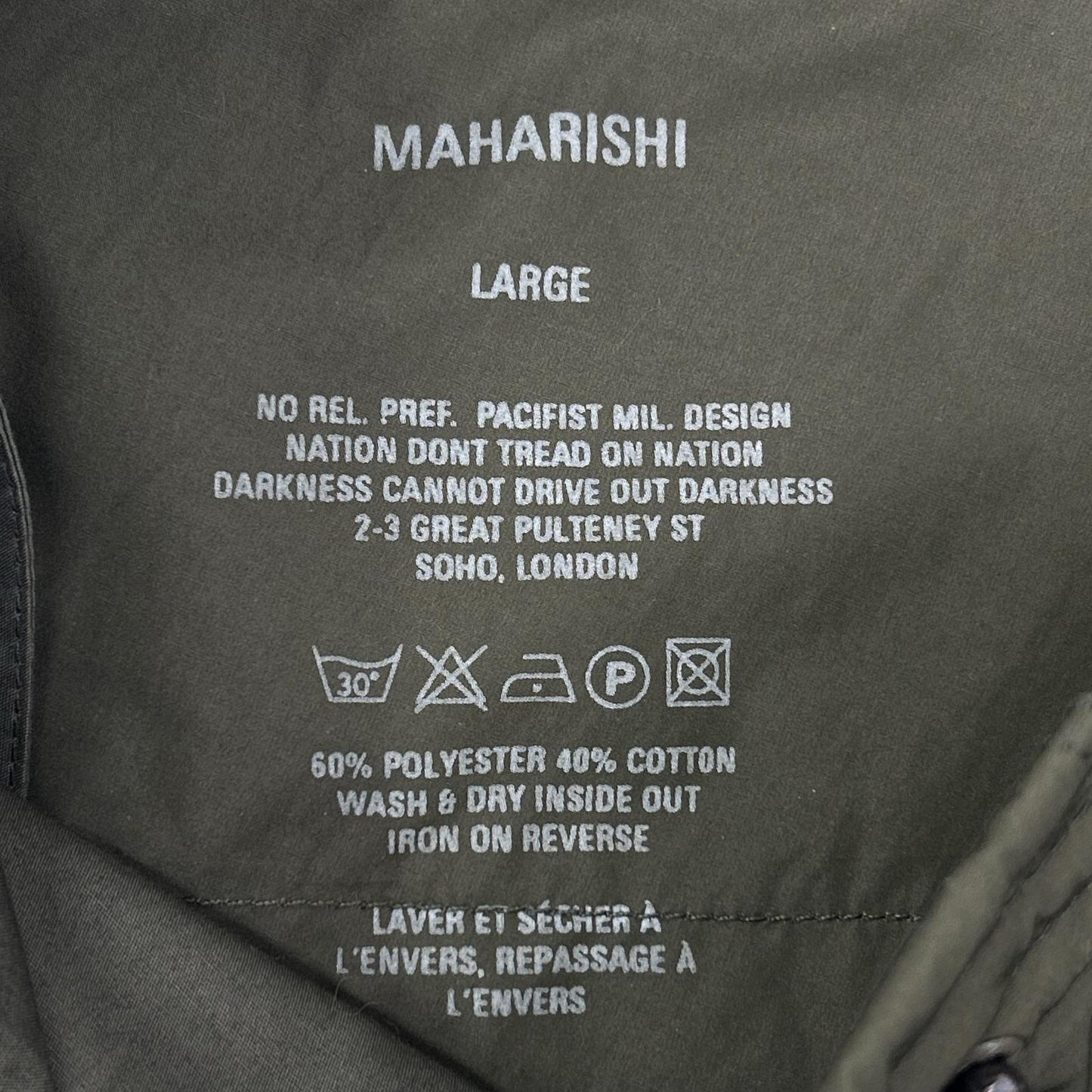 maharishi Cotton/Nylon Tiger Embroidered Pants Khaki Size L