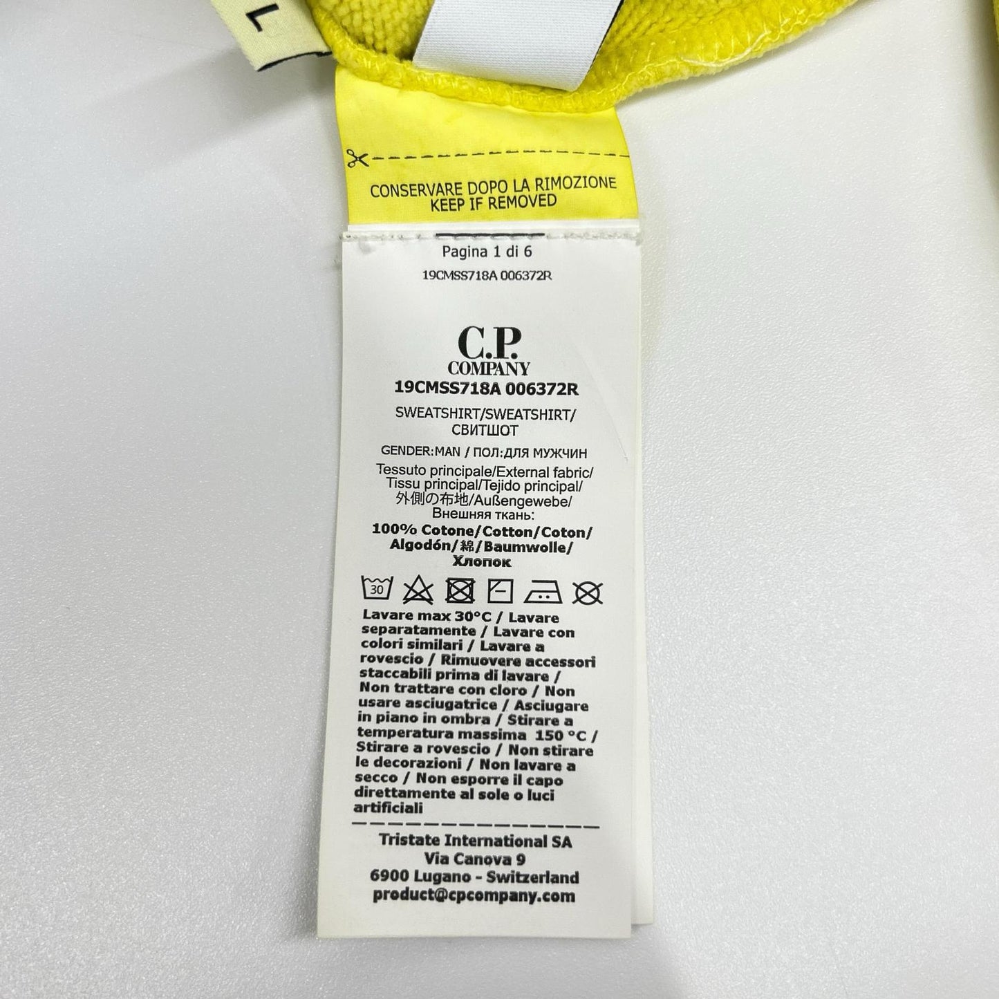 C.P.COMPANY 19CMSS718A Diagonal Crewneck Yellow Size L
