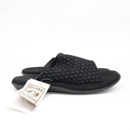 ISLAND SLIPPER Suede PBS705BHR Slide Sandals Black Size 10