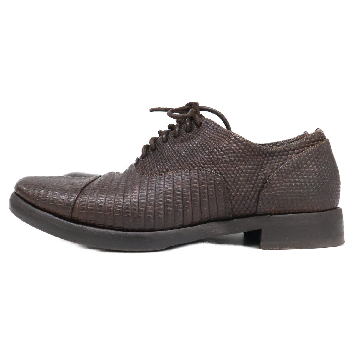 CHRISTIAN PEAU Lizard Cap Toe Sneakers Dark Brown Size EU 43