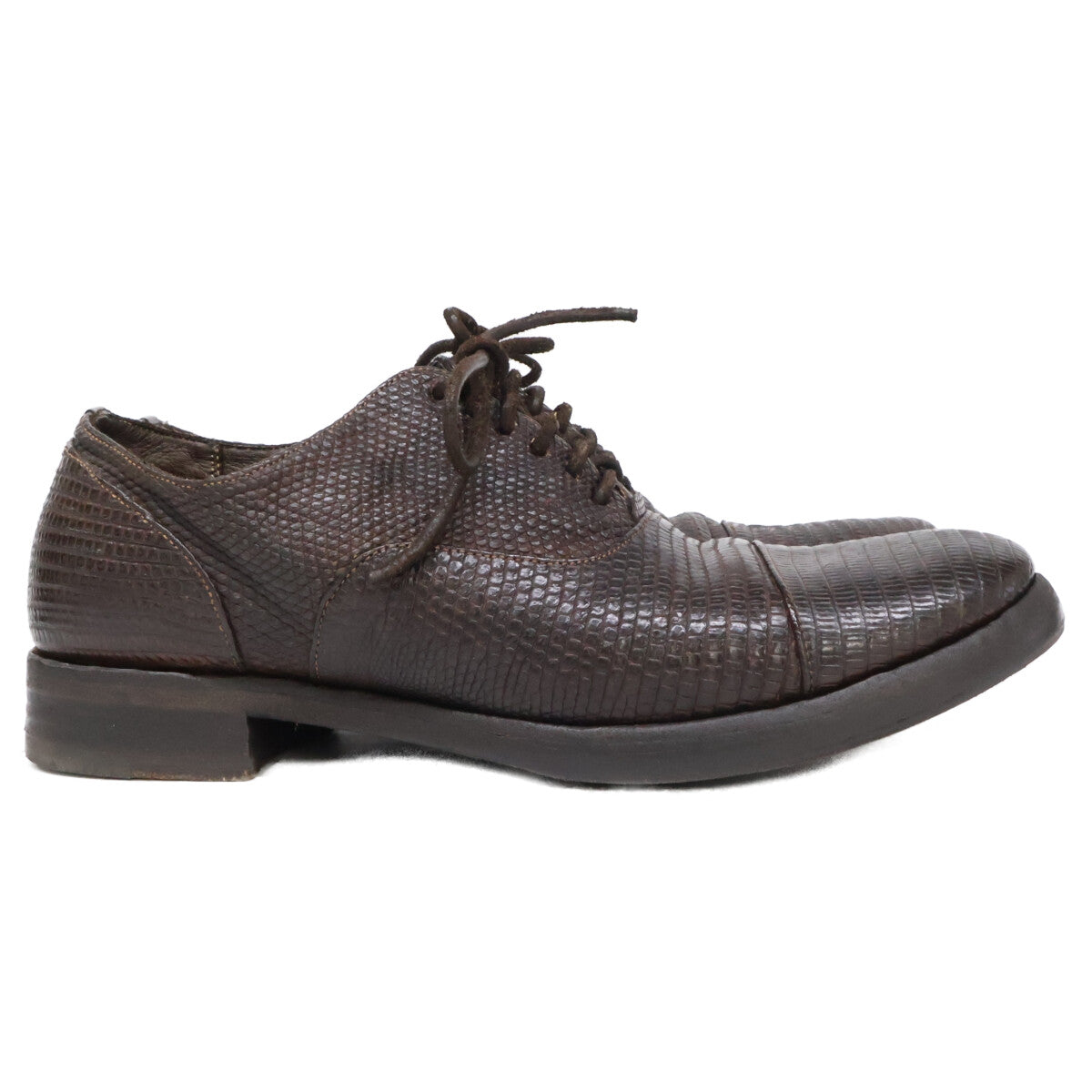 CHRISTIAN PEAU Lizard Cap Toe Sneakers Dark Brown Size EU 43