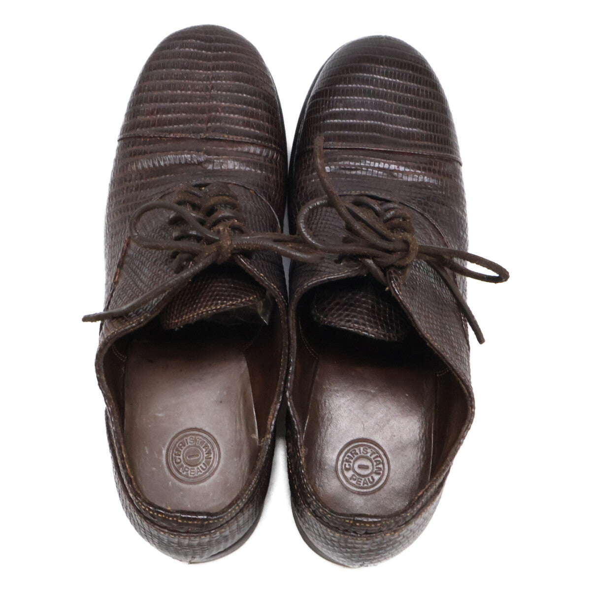 CHRISTIAN PEAU Lizard Cap Toe Sneakers Dark Brown Size EU 43