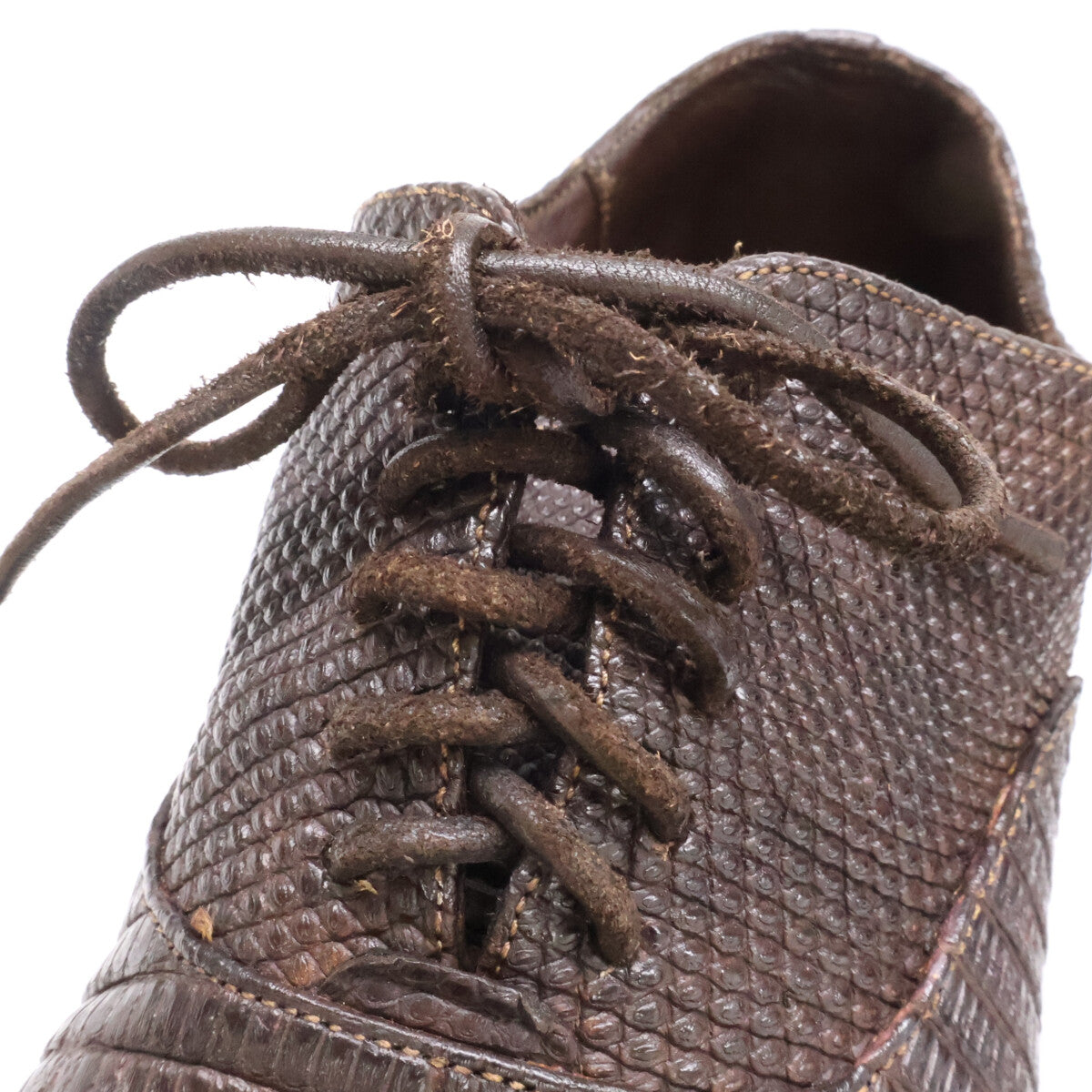 CHRISTIAN PEAU Lizard Cap Toe Sneakers Dark Brown Size EU 43