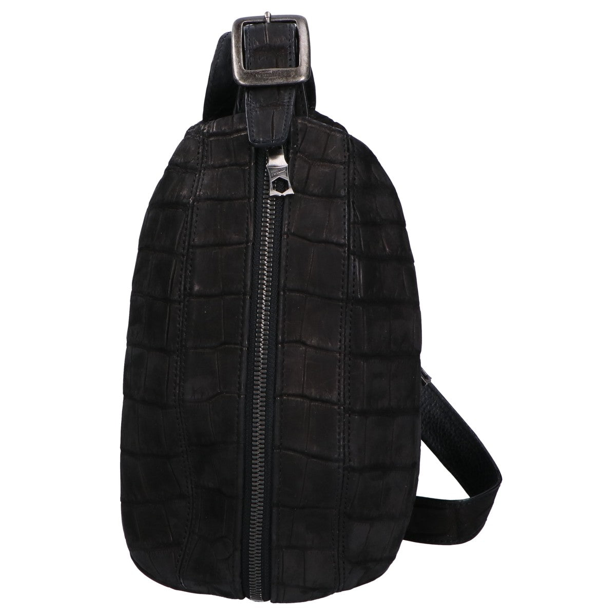 VERMILLION Black Velvet Crocodile Body Bag