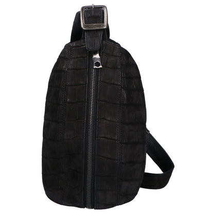 VERMILLION Black Velvet Crocodile Body Bag