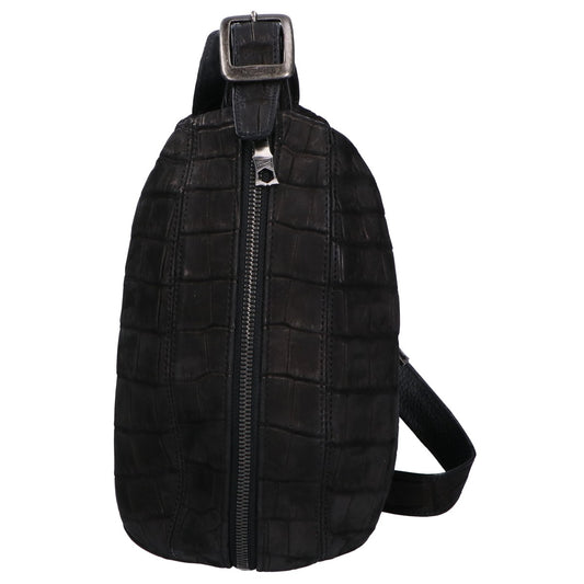VERMILLION Black Velvet Crocodile Body Bag