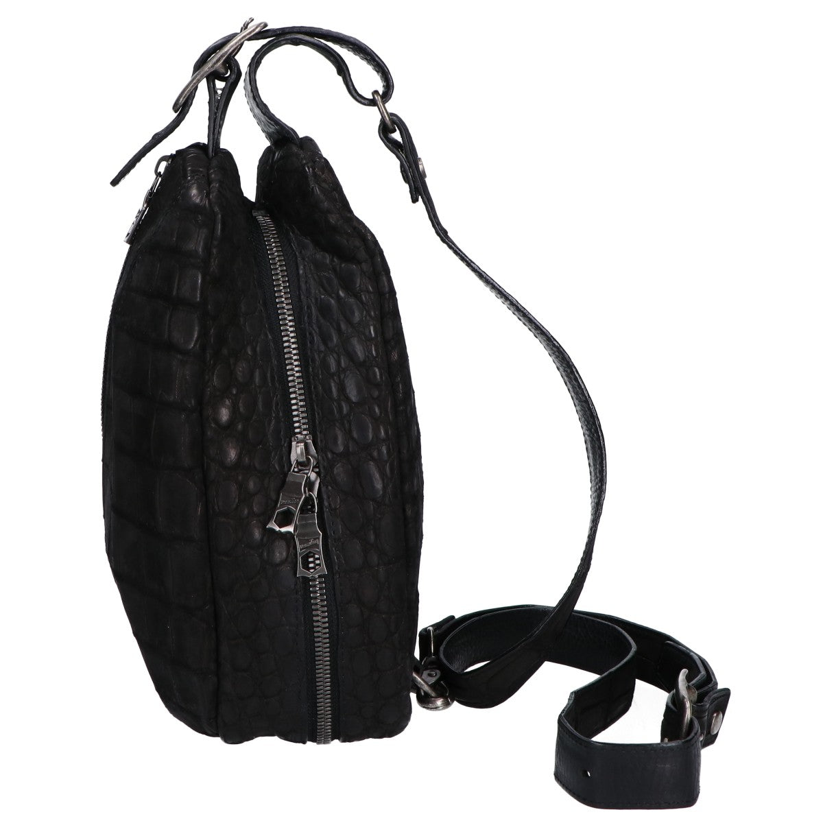 VERMILLION Black Velvet Crocodile Body Bag