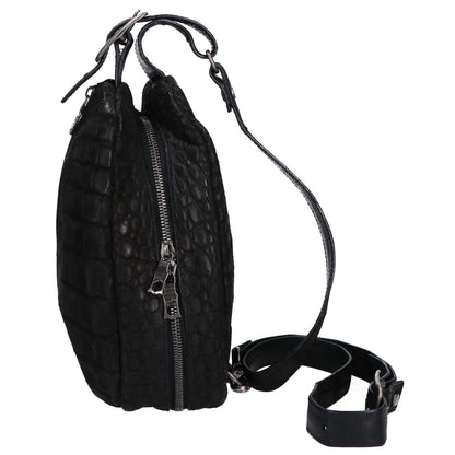 VERMILLION Black Velvet Crocodile Body Bag