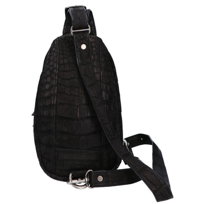VERMILLION Black Velvet Crocodile Body Bag