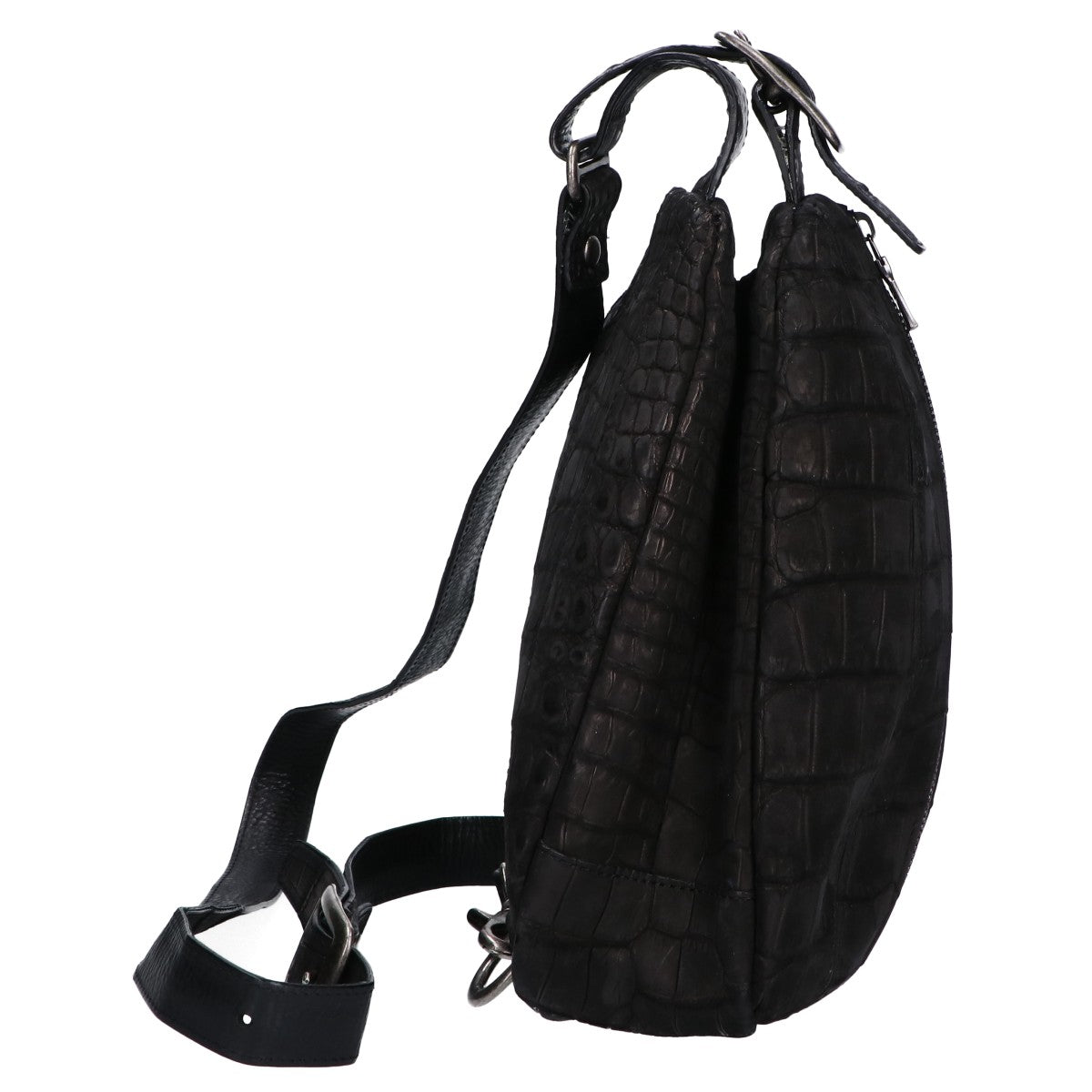 VERMILLION Black Velvet Crocodile Body Bag