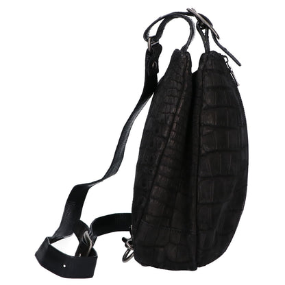 VERMILLION Black Velvet Crocodile Body Bag