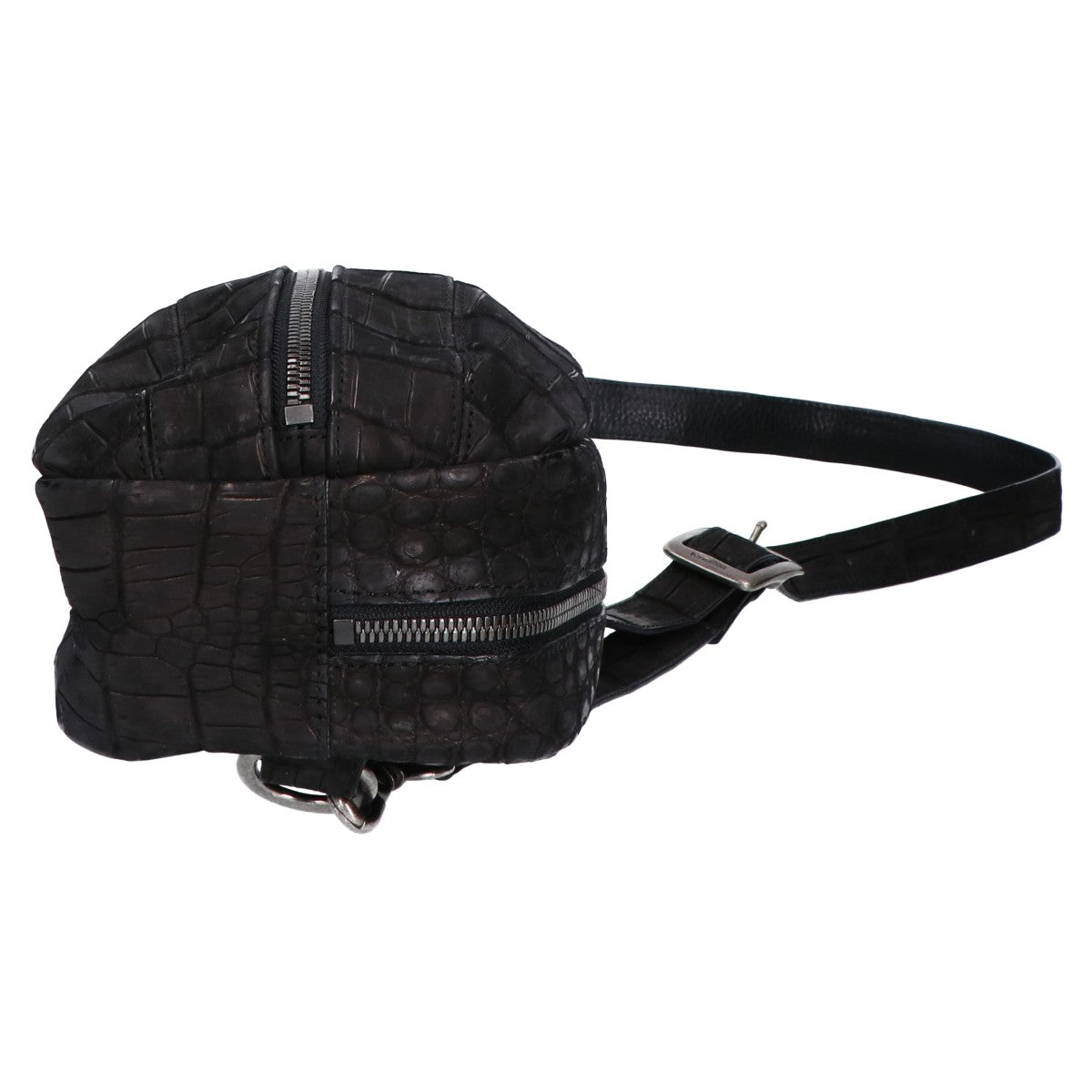 VERMILLION Black Velvet Crocodile Body Bag