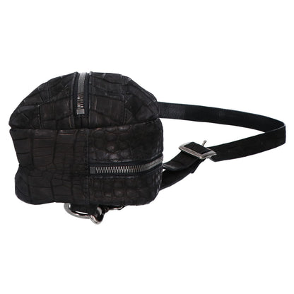 VERMILLION Black Velvet Crocodile Body Bag