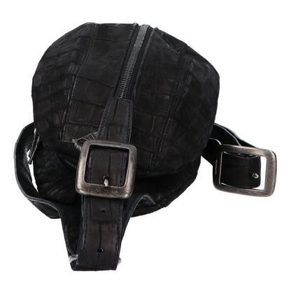 VERMILLION Black Velvet Crocodile Body Bag