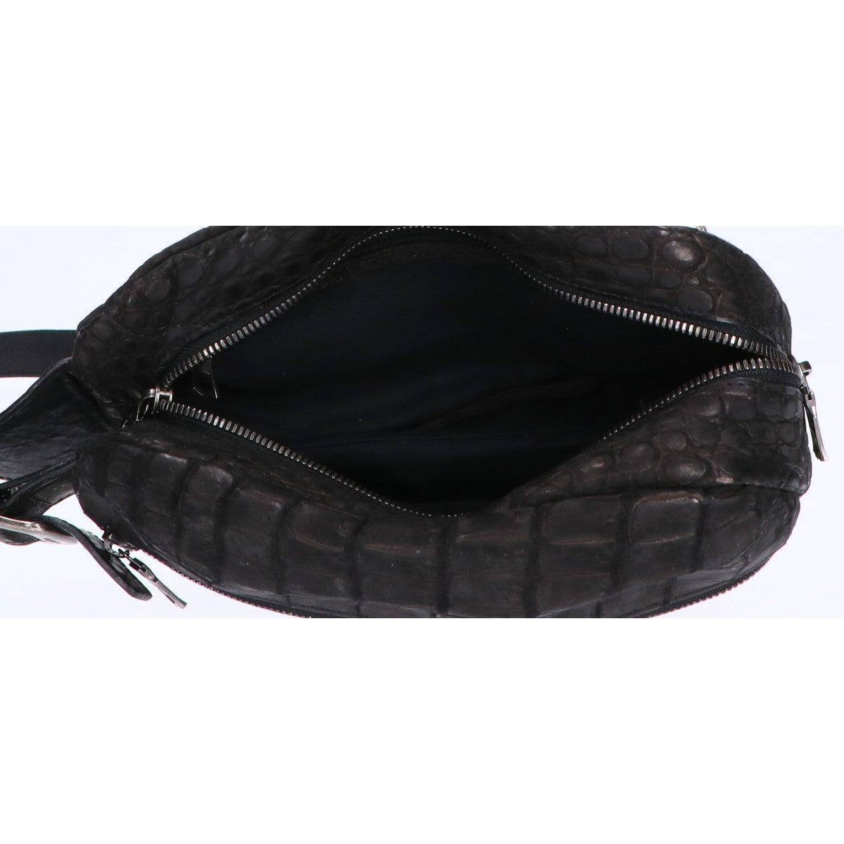 VERMILLION Black Velvet Crocodile Body Bag