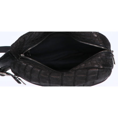 VERMILLION Black Velvet Crocodile Body Bag