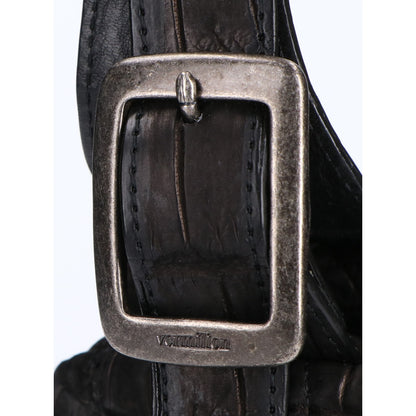VERMILLION Black Velvet Crocodile Body Bag