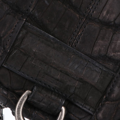 VERMILLION Black Velvet Crocodile Body Bag
