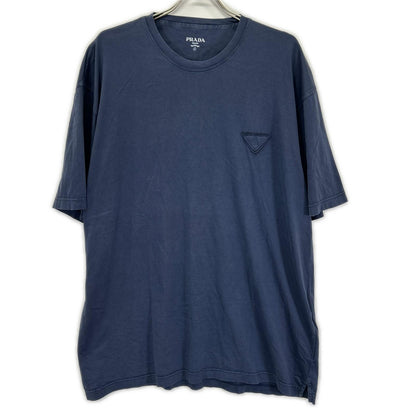 PRADA Triangle Logo Cotton T-Shirt Navy Size XL