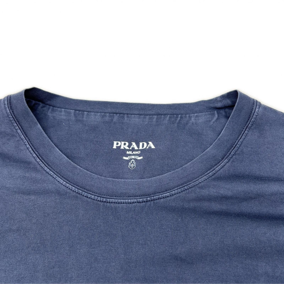PRADA Triangle Logo Cotton T-Shirt Navy Size XL