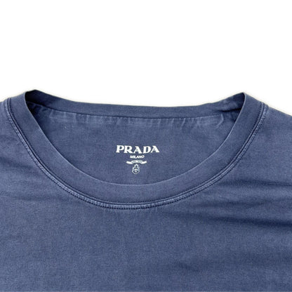 PRADA Triangle Logo Cotton T-Shirt Navy Size XL