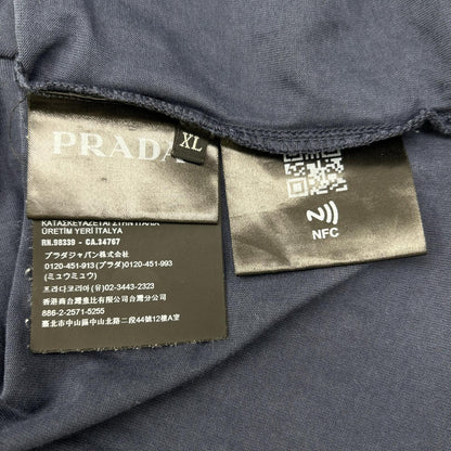 PRADA Triangle Logo Cotton T-Shirt Navy Size XL