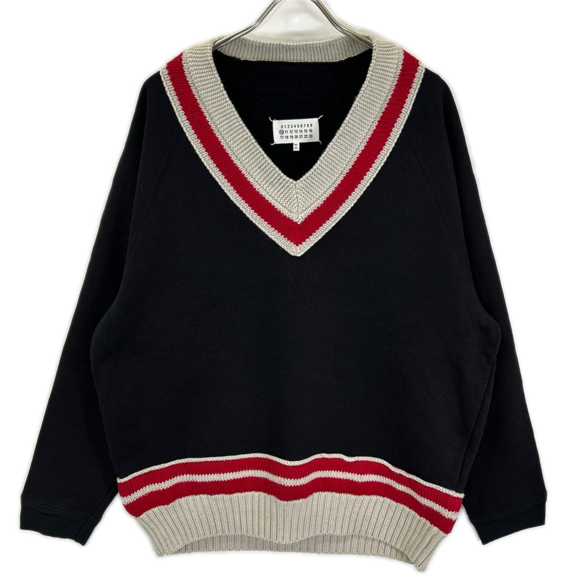 Maison Margiela 2020 V-Neck Knit Sweatshirt Navy Size 44
