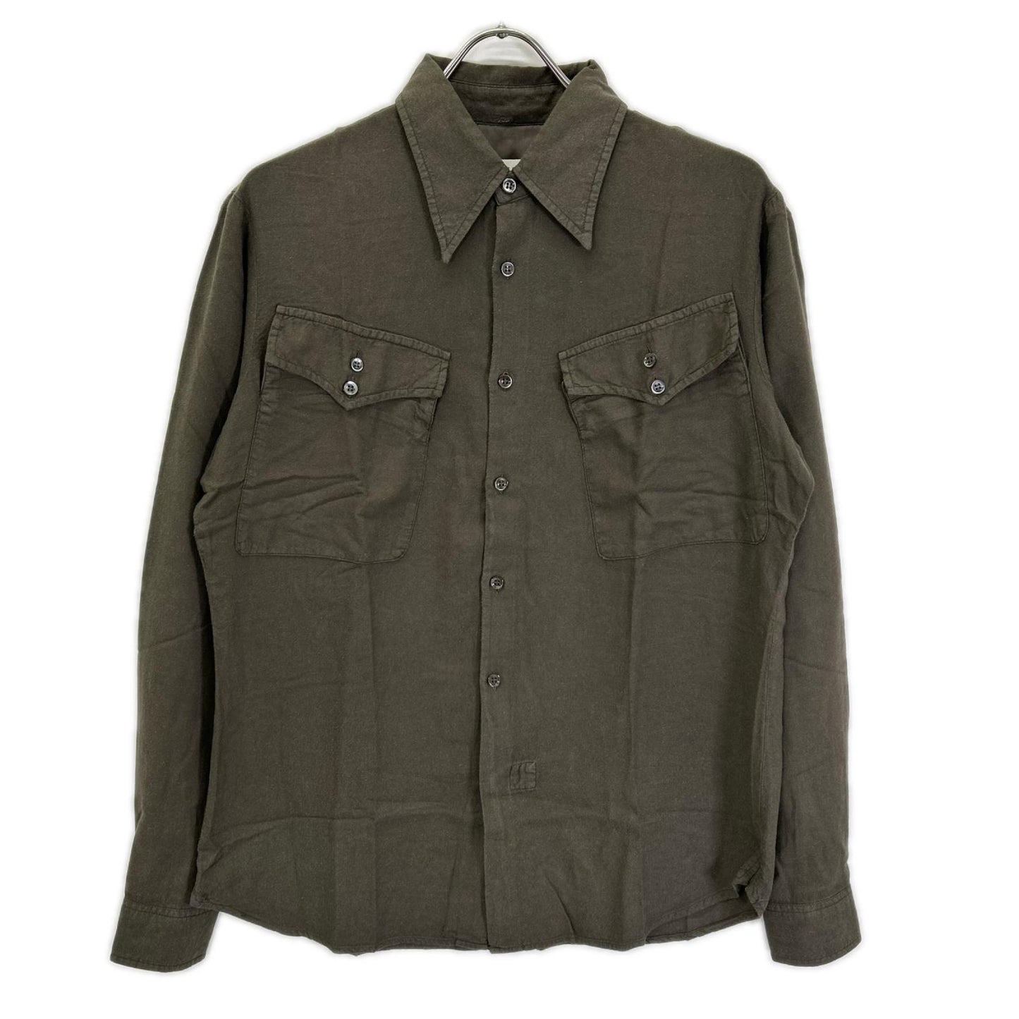 MARTIN MARGIELA 02AW Cotton Rayon Flap Shirt Khaki Size 1