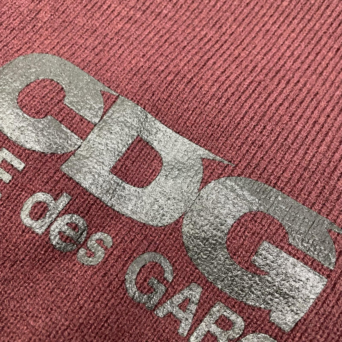 CDG 24AW Burgundy Print Acrylic Crewneck Sweater Size XXL