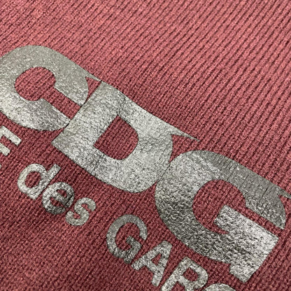 CDG 24AW Burgundy Print Acrylic Crewneck Sweater Size XXL