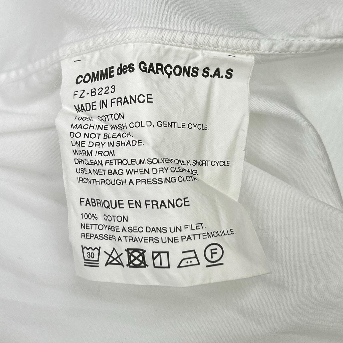 COMMEdesGARCONS SHIRT AW18 Round Collar Cotton Shirt Size M