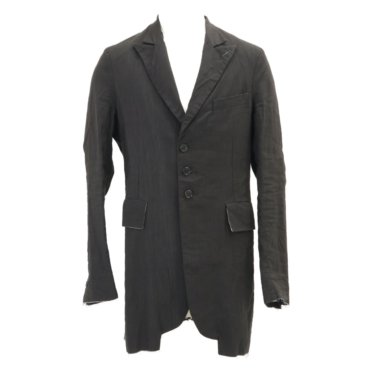ELENA DAWSON Linen Mohair Cutoff Blazer Black