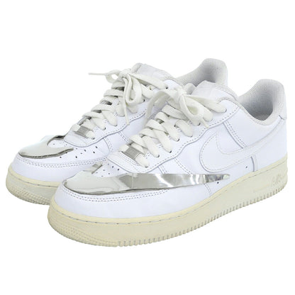 NIKE Silver Big Logo Leather Sneakers White Size 9(US)