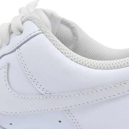 NIKE Silver Big Logo Leather Sneakers White Size 9(US)