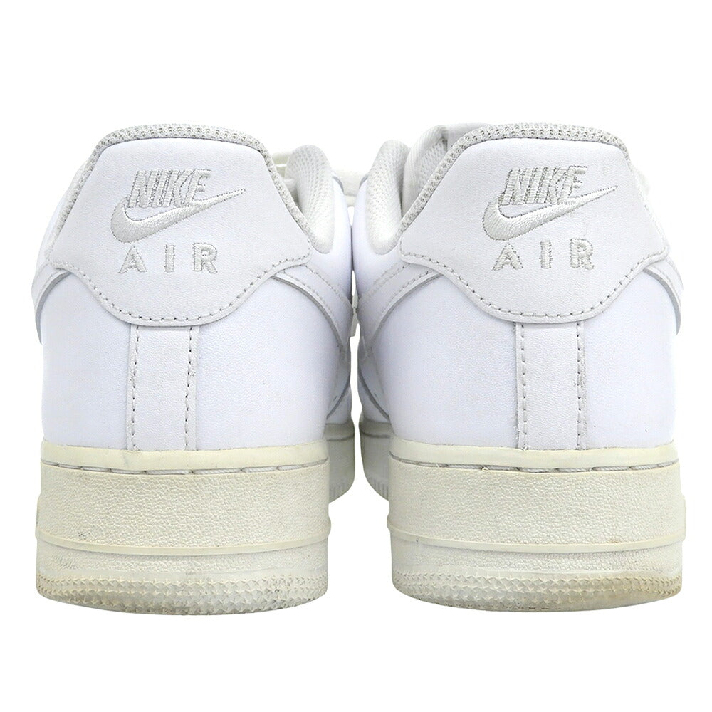 NIKE Silver Big Logo Leather Sneakers White Size 9(US)