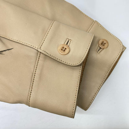 BALMAIN Lamb Leather Shirt Jacket Beige Size L