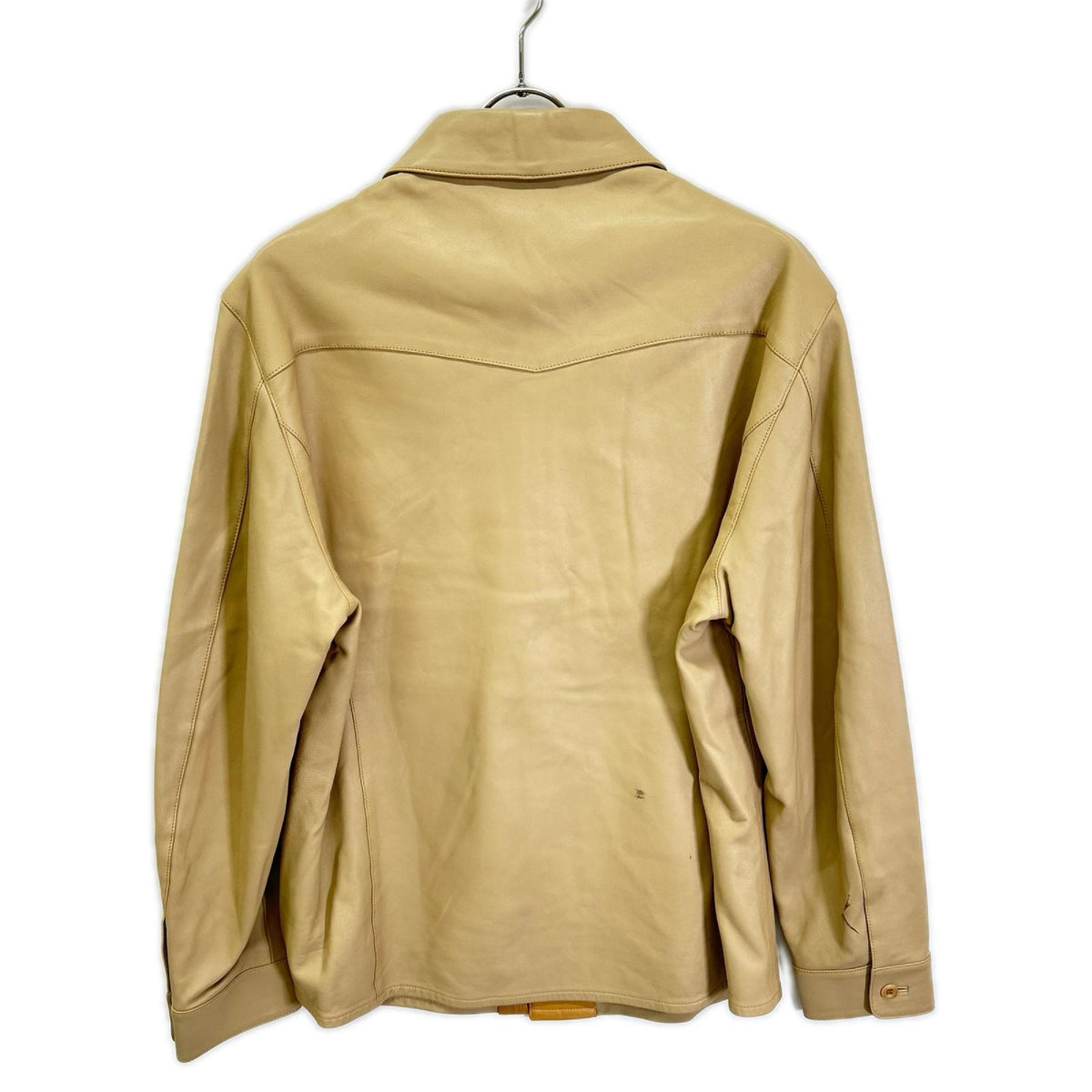 BALMAIN Lamb Leather Shirt Jacket Beige Size L