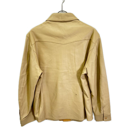 BALMAIN Lamb Leather Shirt Jacket Beige Size L