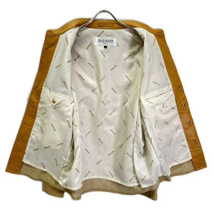 BALMAIN Lamb Leather Shirt Jacket Beige Size L