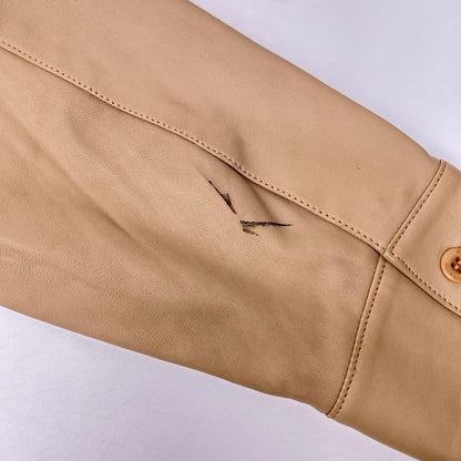 BALMAIN Lamb Leather Shirt Jacket Beige Size L