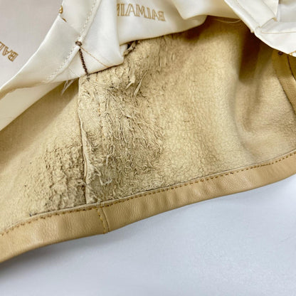 BALMAIN Lamb Leather Shirt Jacket Beige Size L