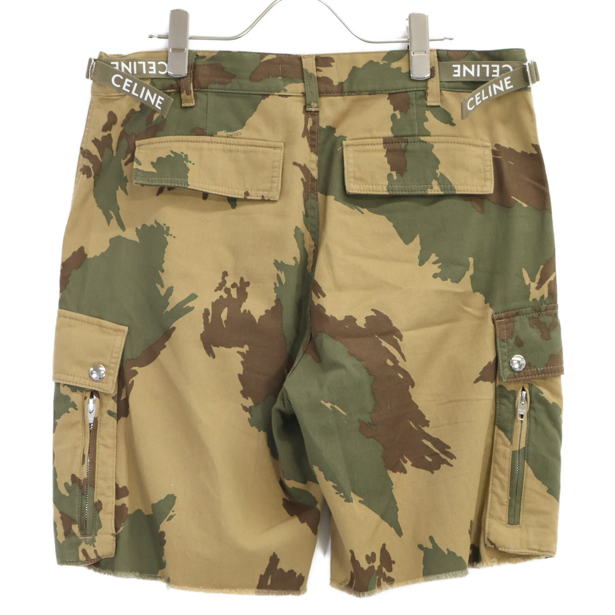 CELINE Camo Logo Adjuster Short Cargo Pants Brown Size 48