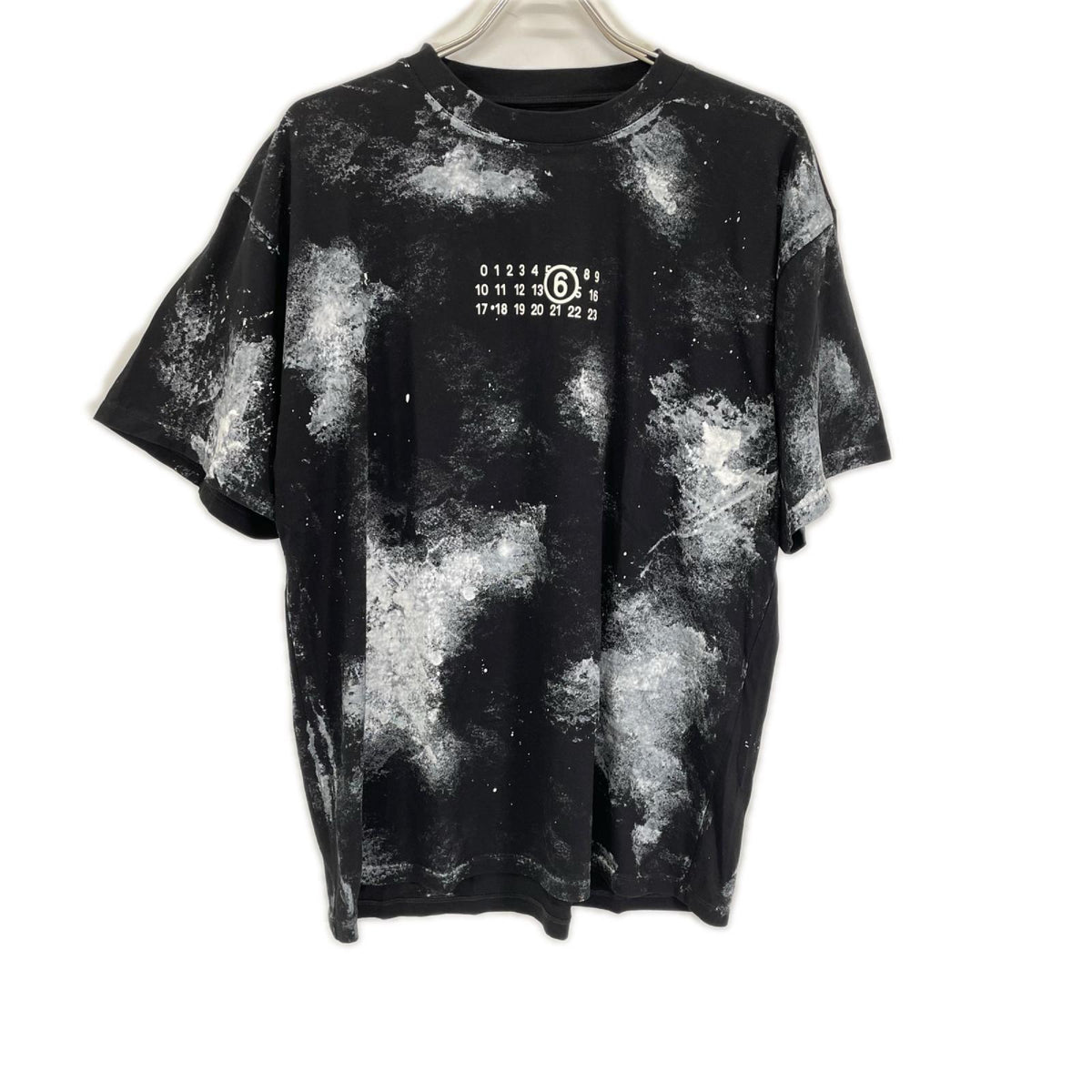 MM6 26SS Black Logo Paint Cotton T-Shirt Size S